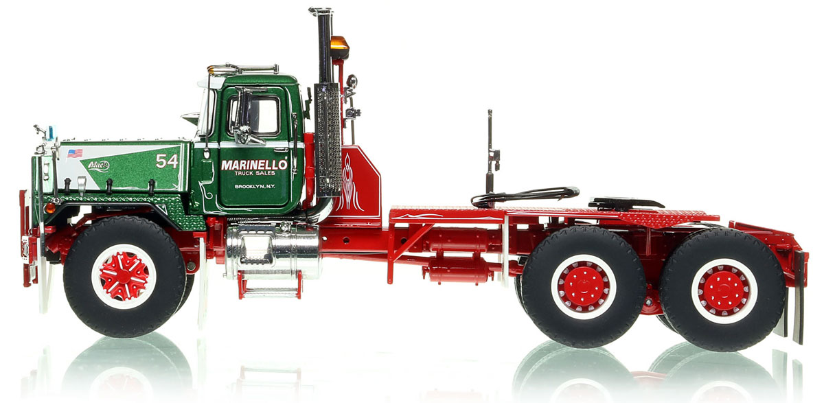 1:50 scale model of Marinello Truck Sales 1990 Mack RD822SX - Mega Mack