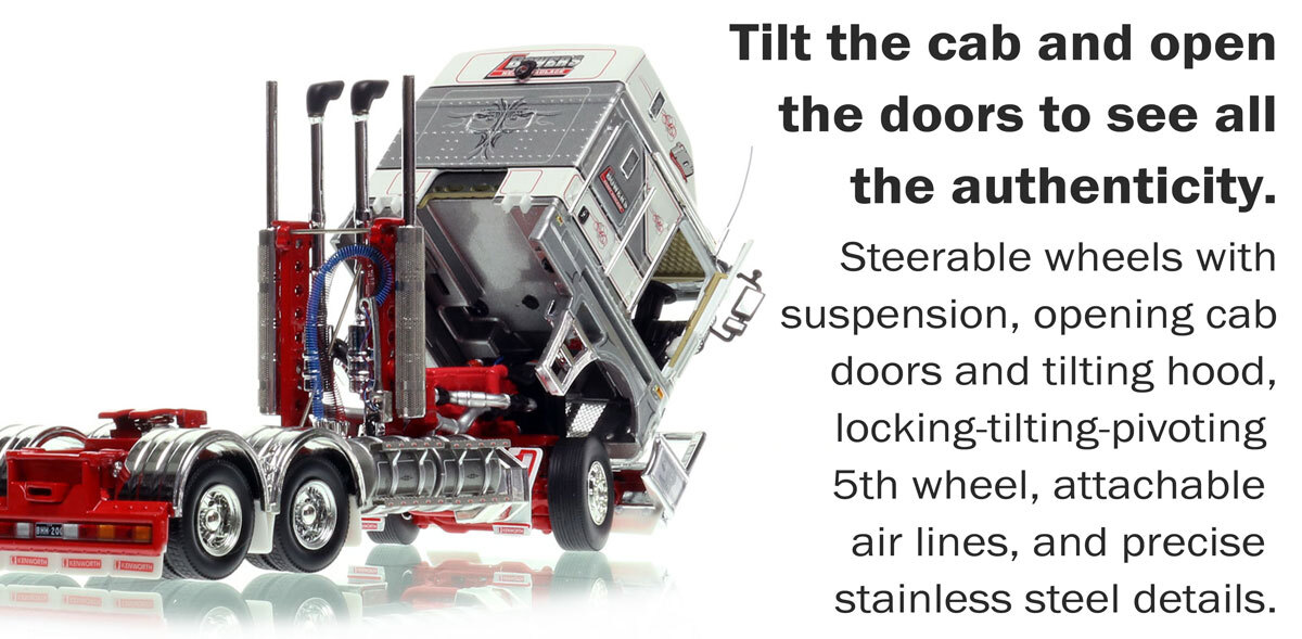 Functionality of 1:50 scale model of Kenworth K200 2.8m Cab Tractor - Bowers Heavy Haulage 10 Year Anniversary AU
