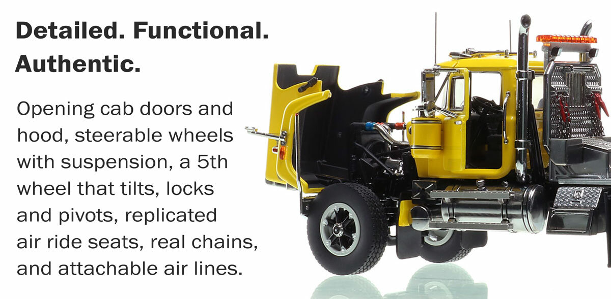 Mack Superliner Heavy Spec Tandem Axle Tractor - Yellow over Black Features