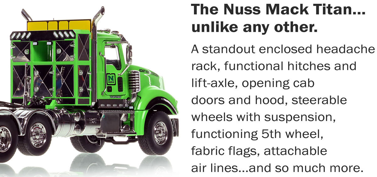 Functionality of the 1:50 scale Nuss Truck & Equipment 2014 Mack Titan Tri-axle Tractor