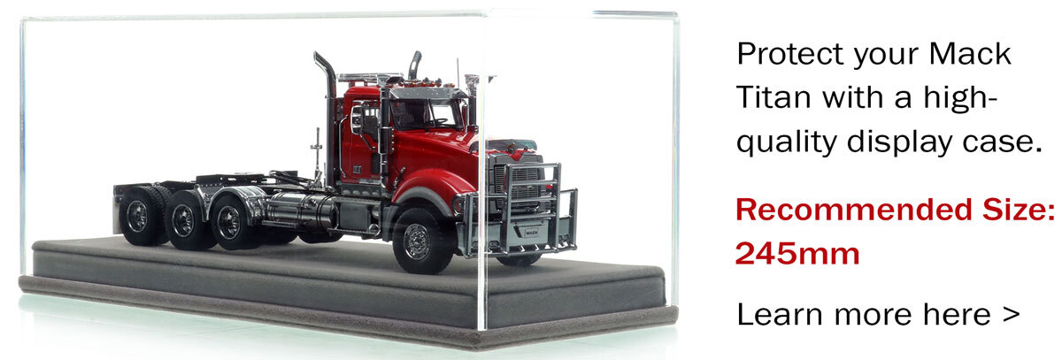 Display case for 1:50 scale Mack Titan Tri-axle Tractor - DHH Red over Black