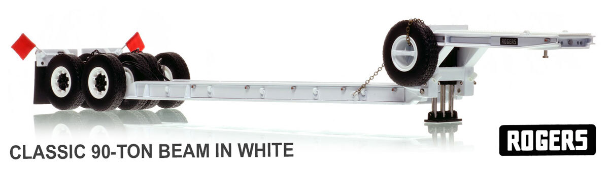 1:50 scale diecast model of  1950s Rogers 90-Ton Beam Trailer -  White