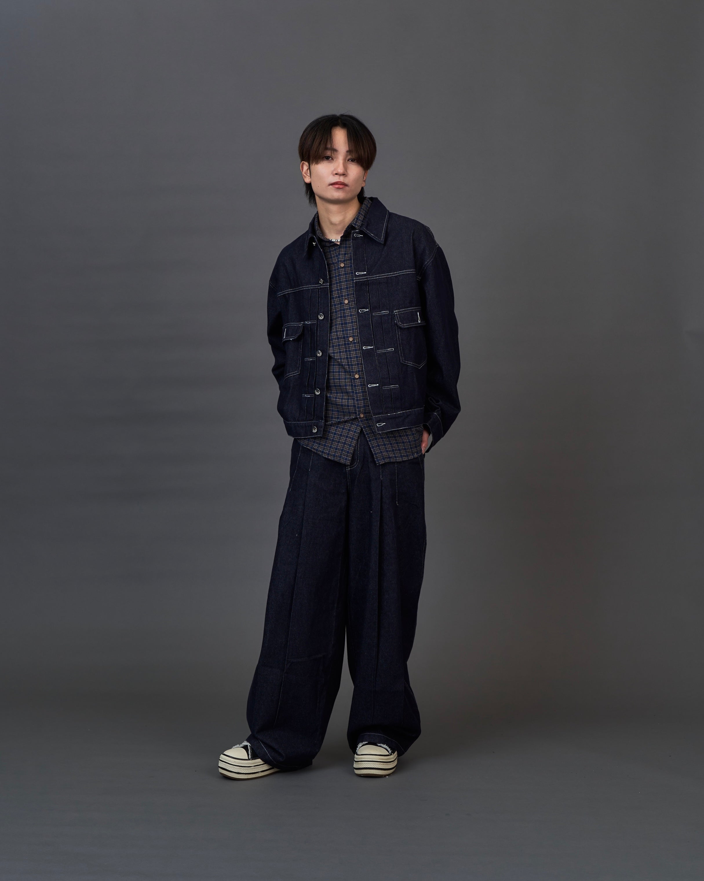 Set-up Compatible Contrast Stitch Denim Jacket SL0058