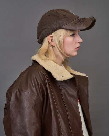 Shearling Collar Leather Jacket SL0066