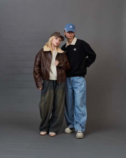 Shearling Collar Leather Jacket SL0066