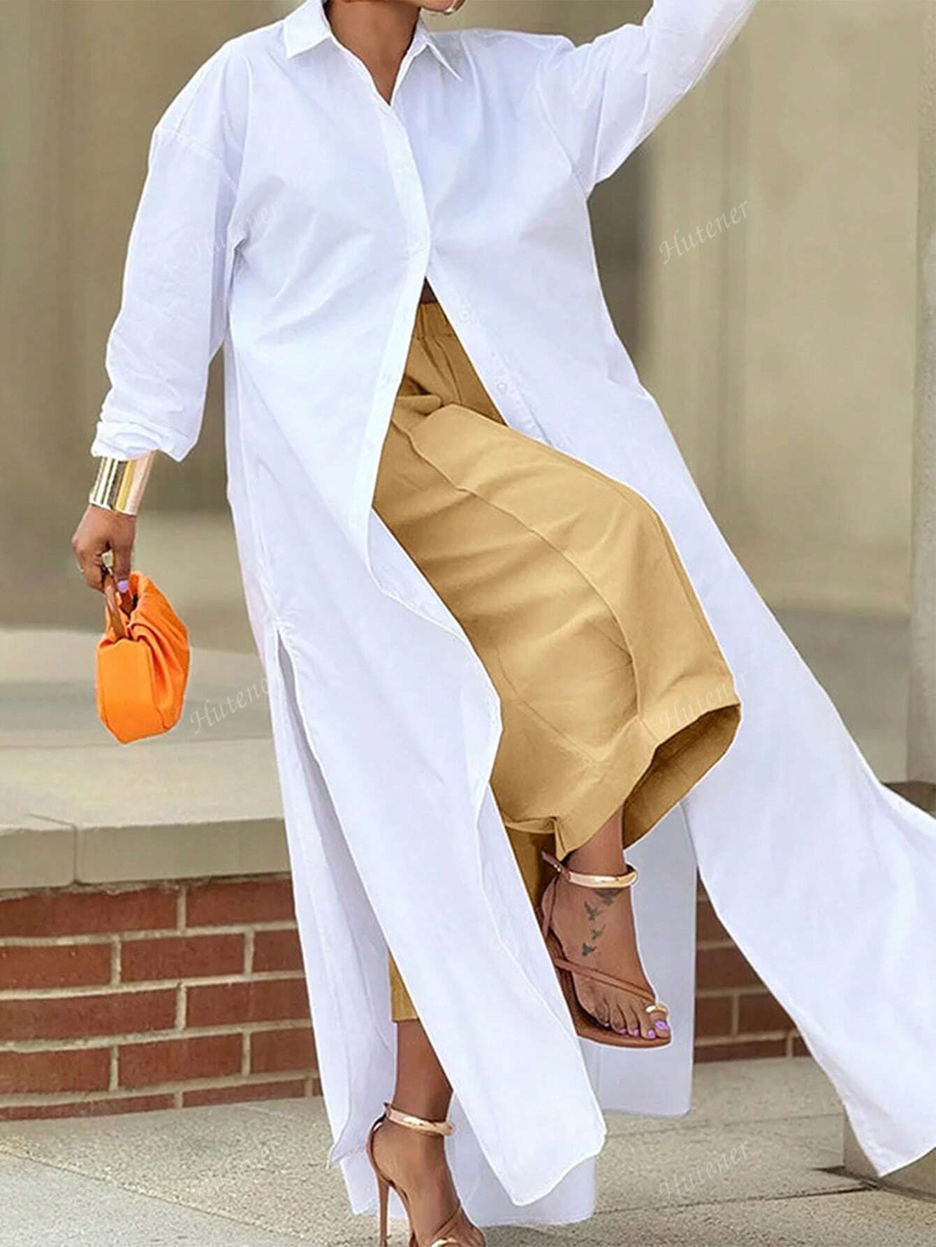 Women's Casual Wide Leg Pants With Elastic Waist And Pockets