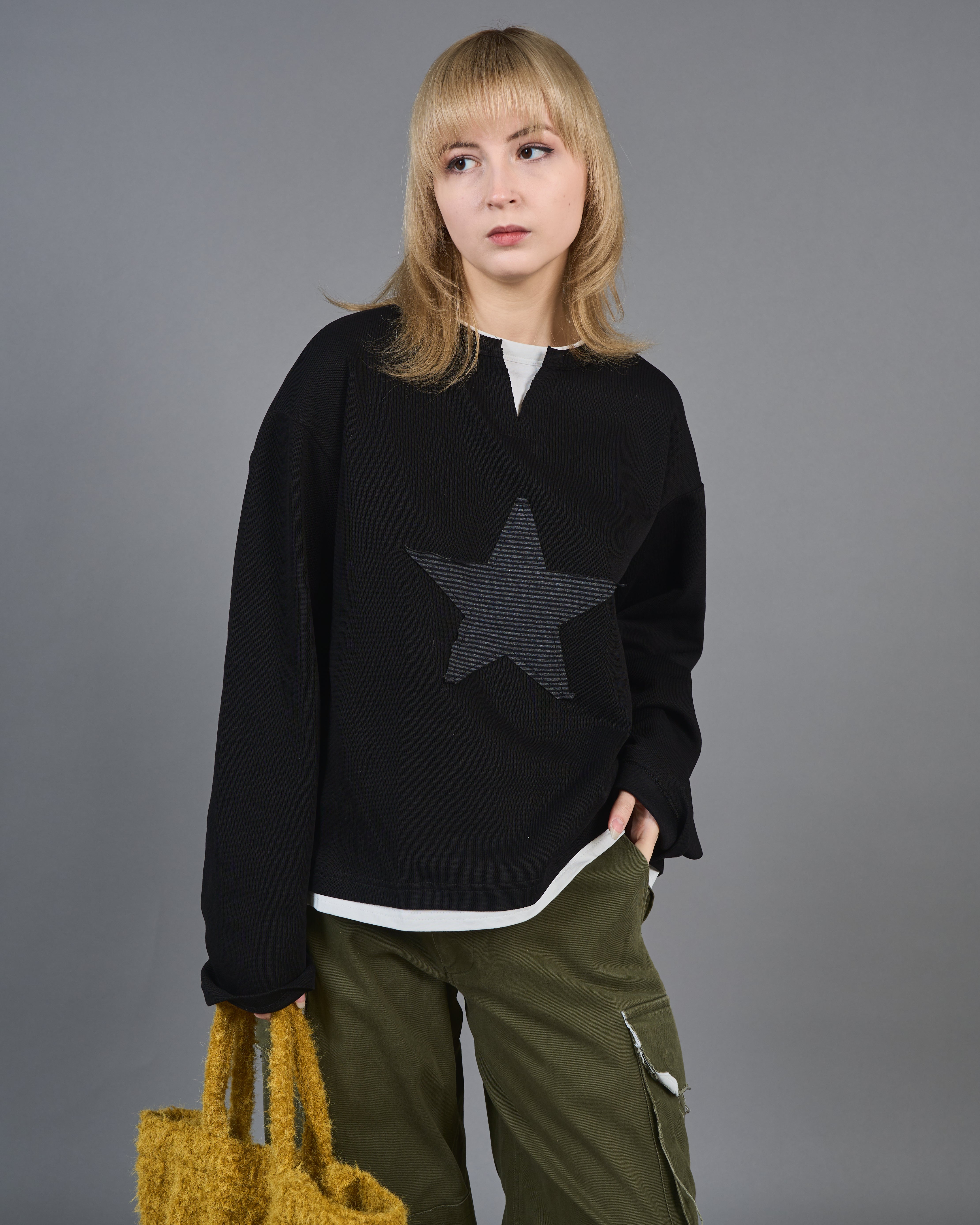 Star Logo Henley Neck T SL0008
