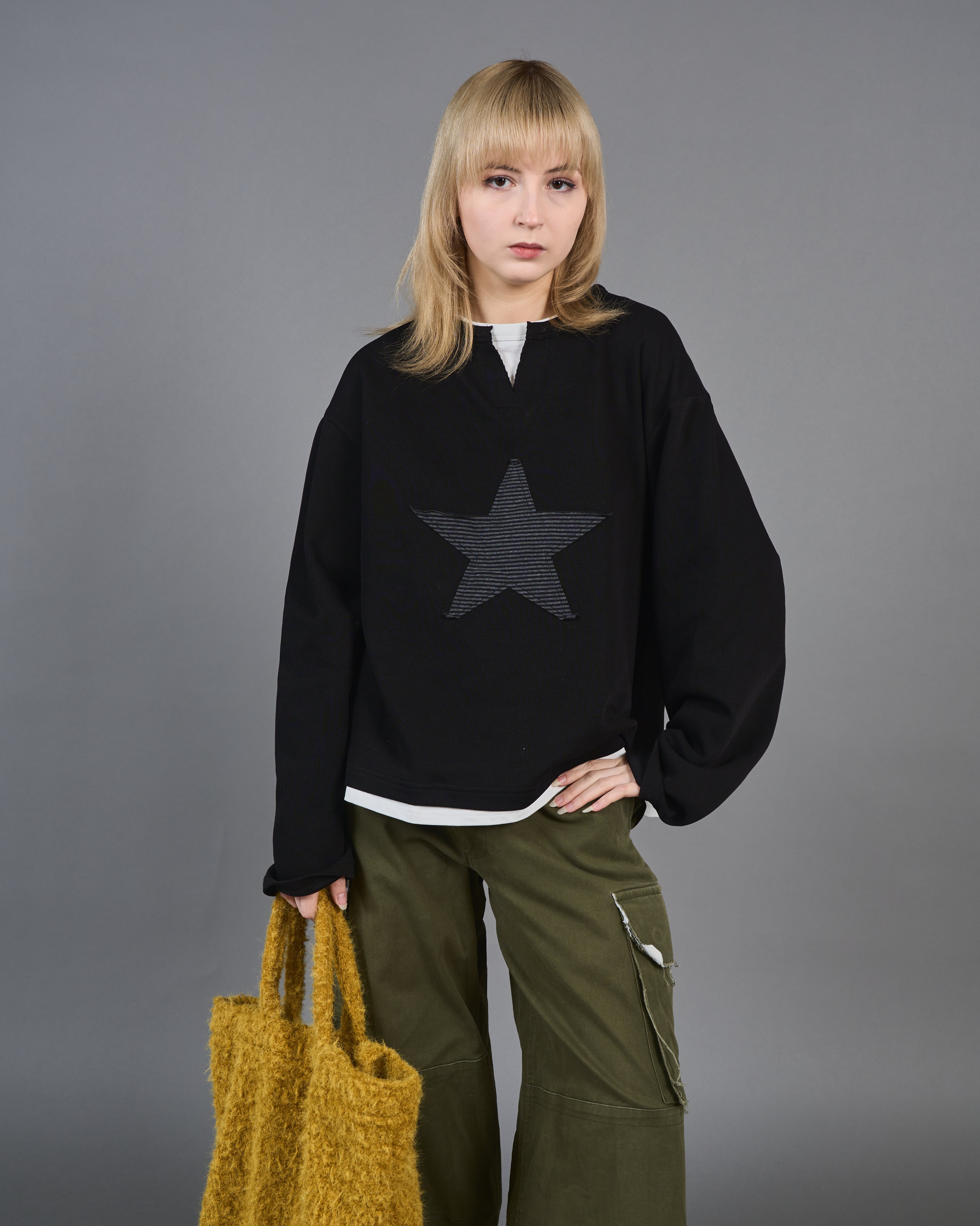 Star Logo Henley Neck T SL0008