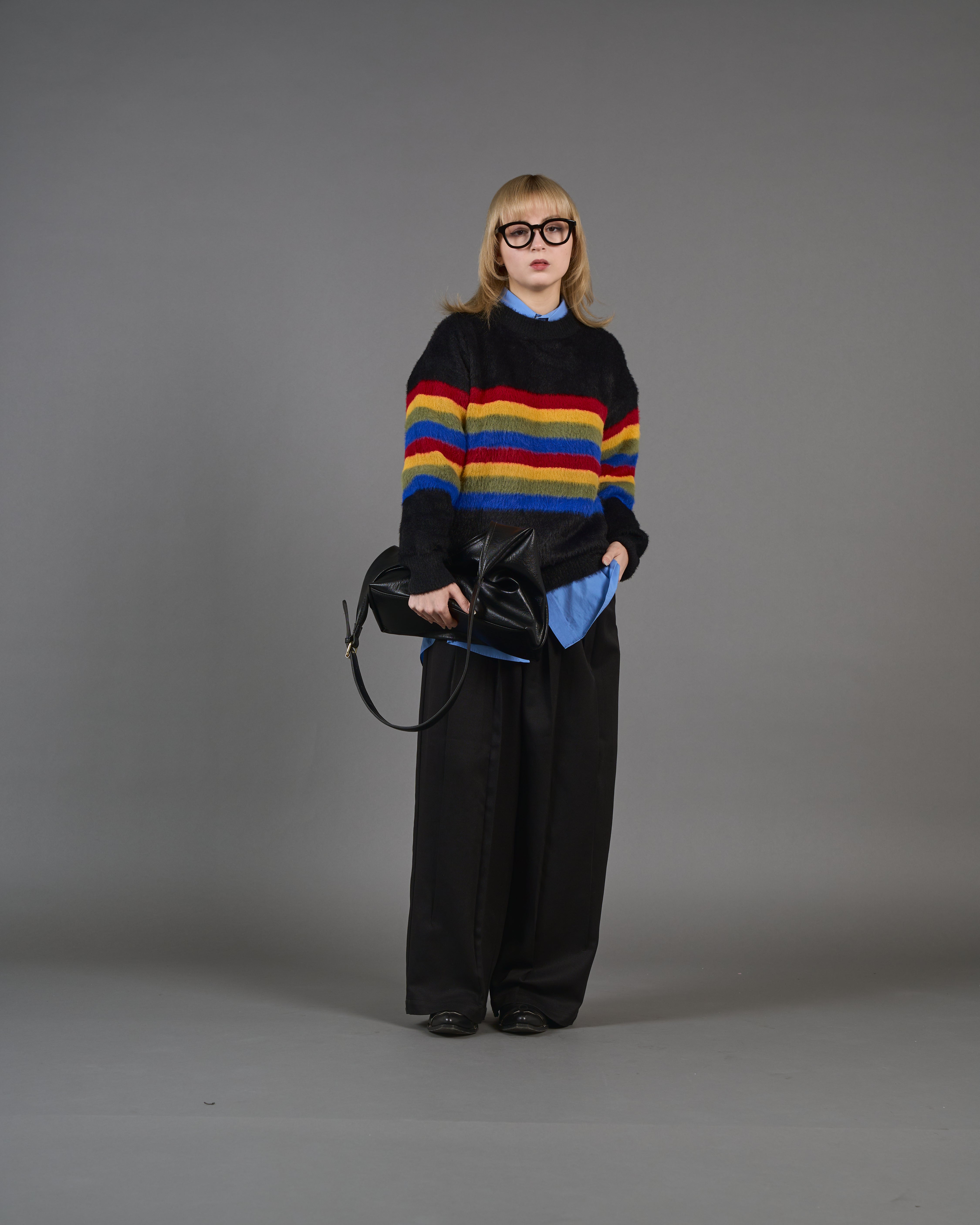 Color Border Shaggy Knit SL0004