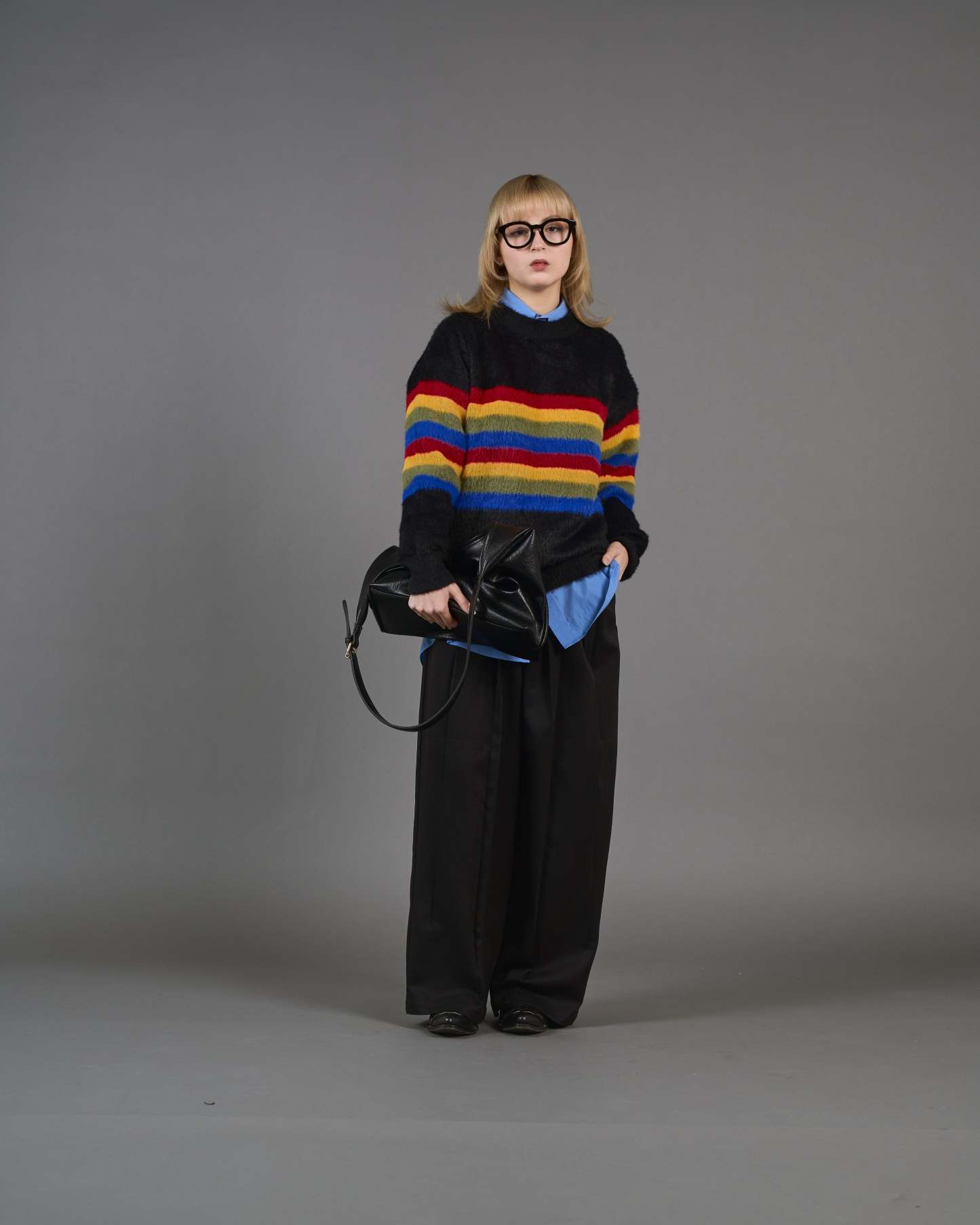 Color Border Shaggy Knit SL0004