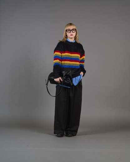 Color Border Shaggy Knit SL0004