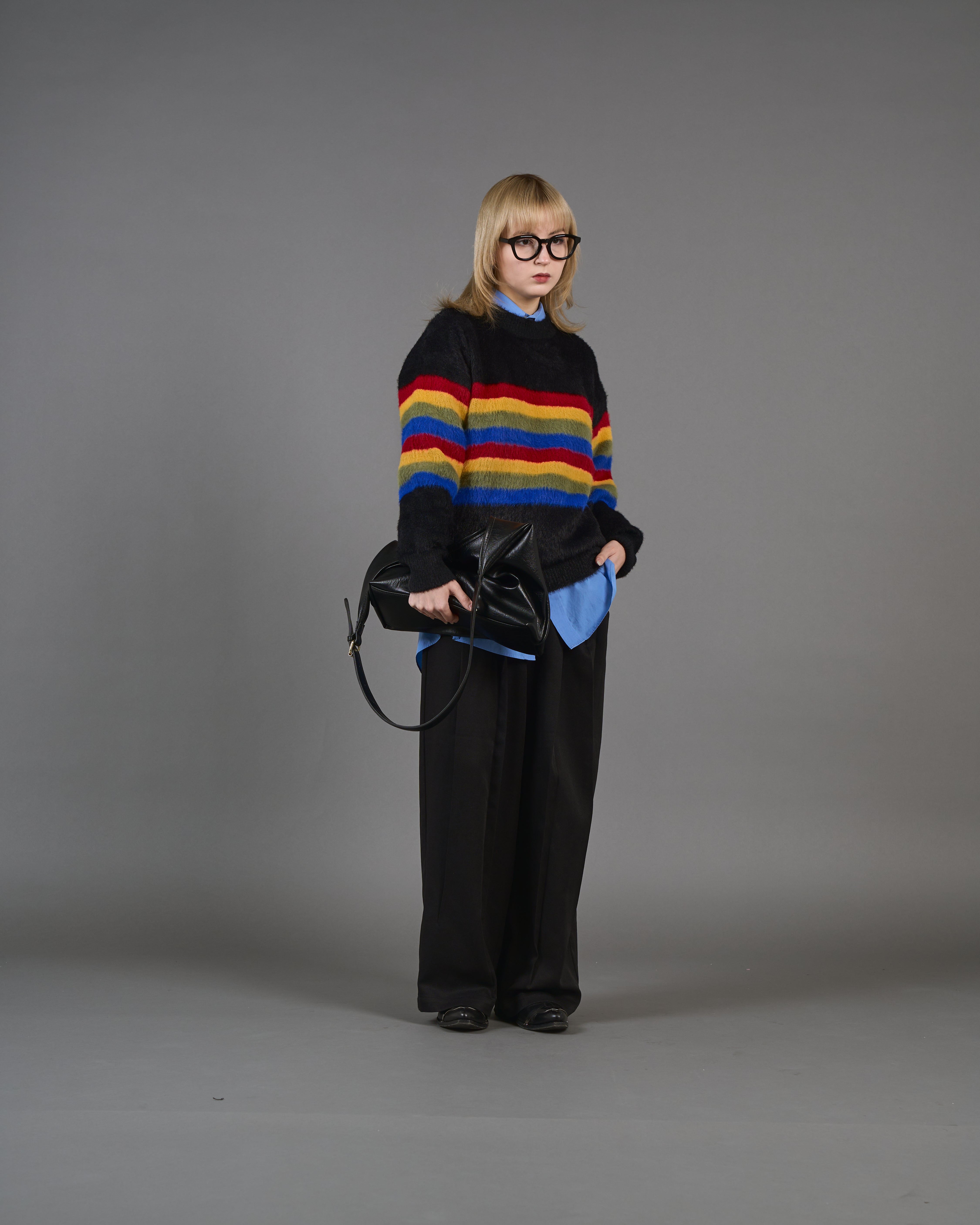 Color Border Shaggy Knit SL0004