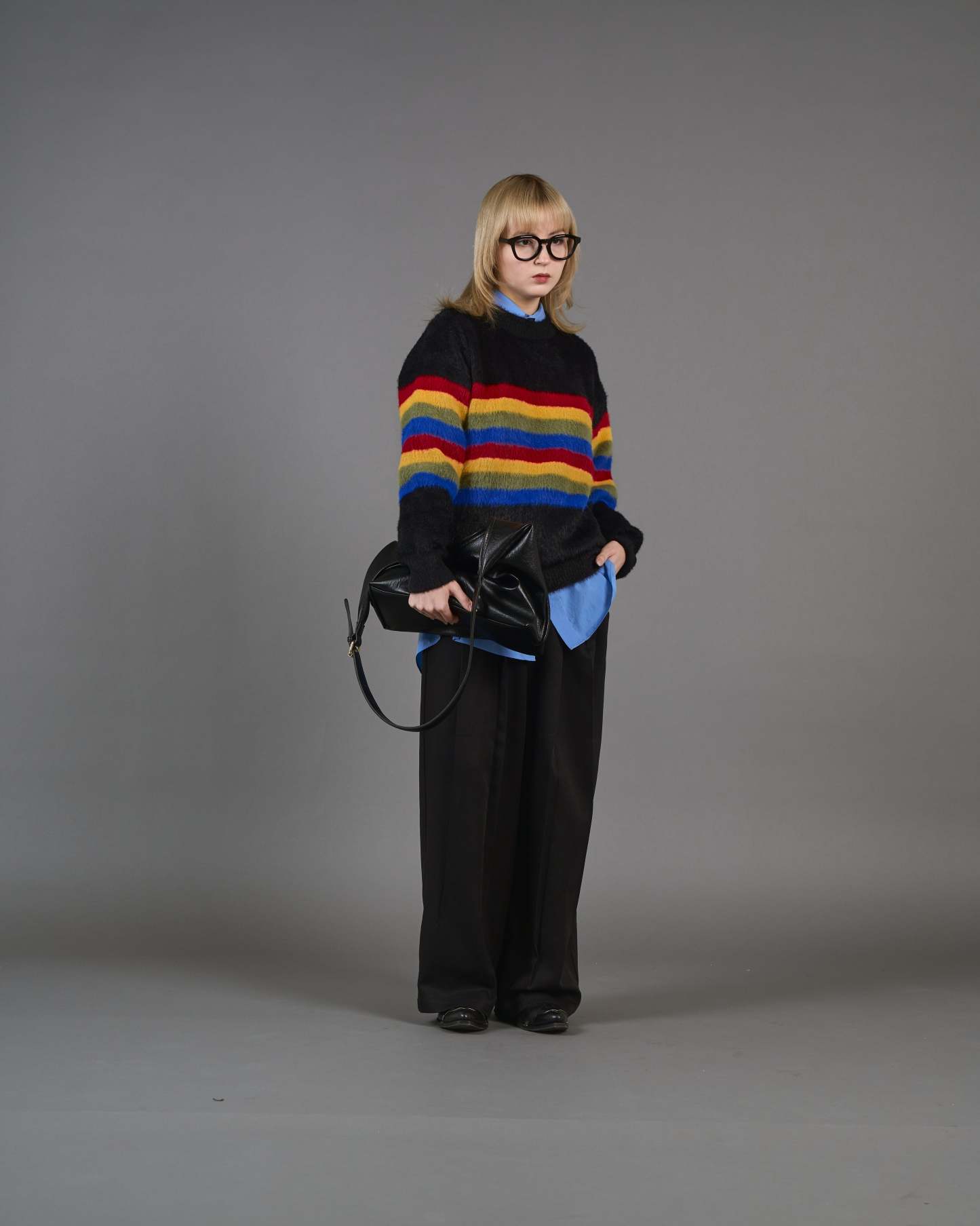 Color Border Shaggy Knit SL0004