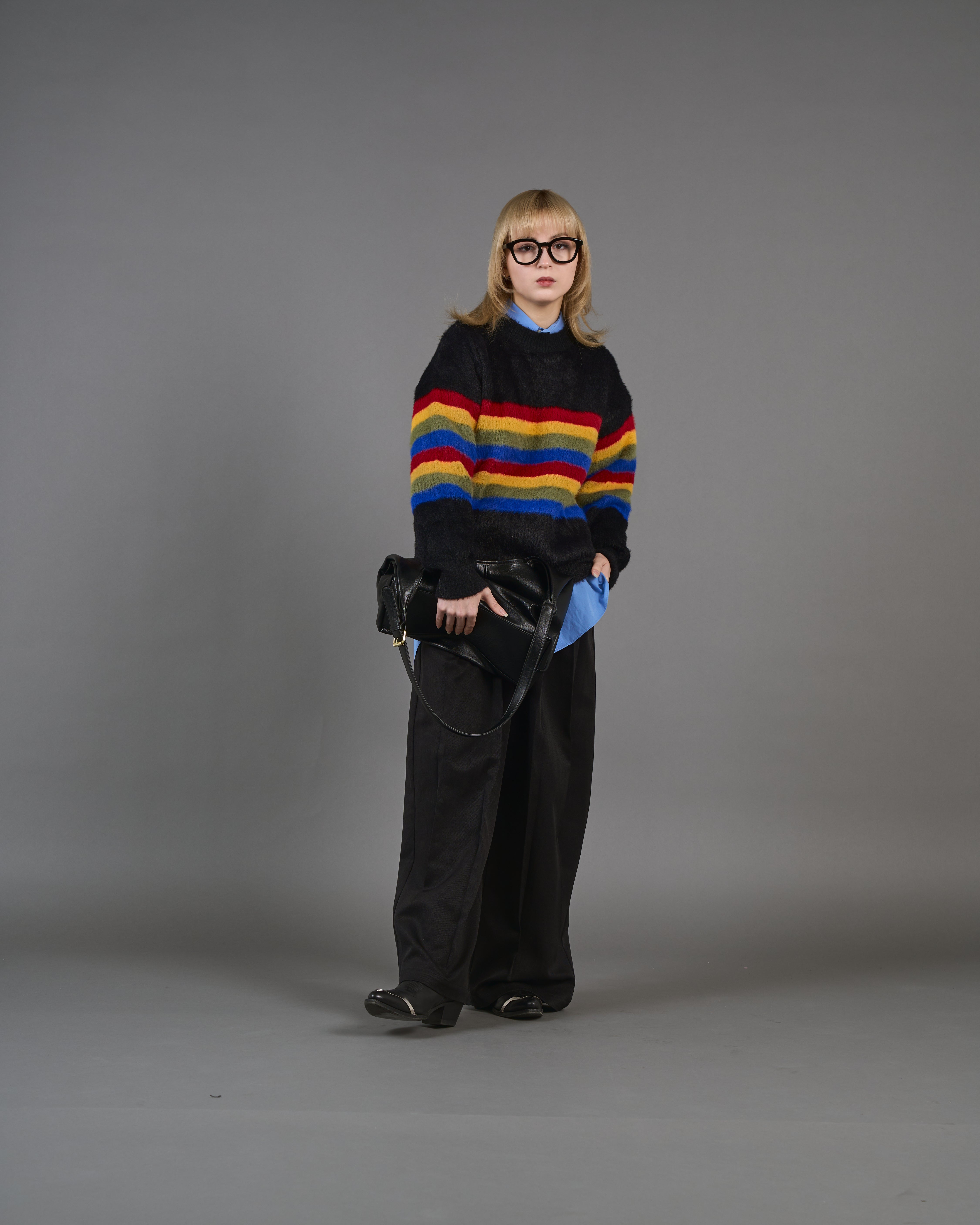 Color Border Shaggy Knit SL0004