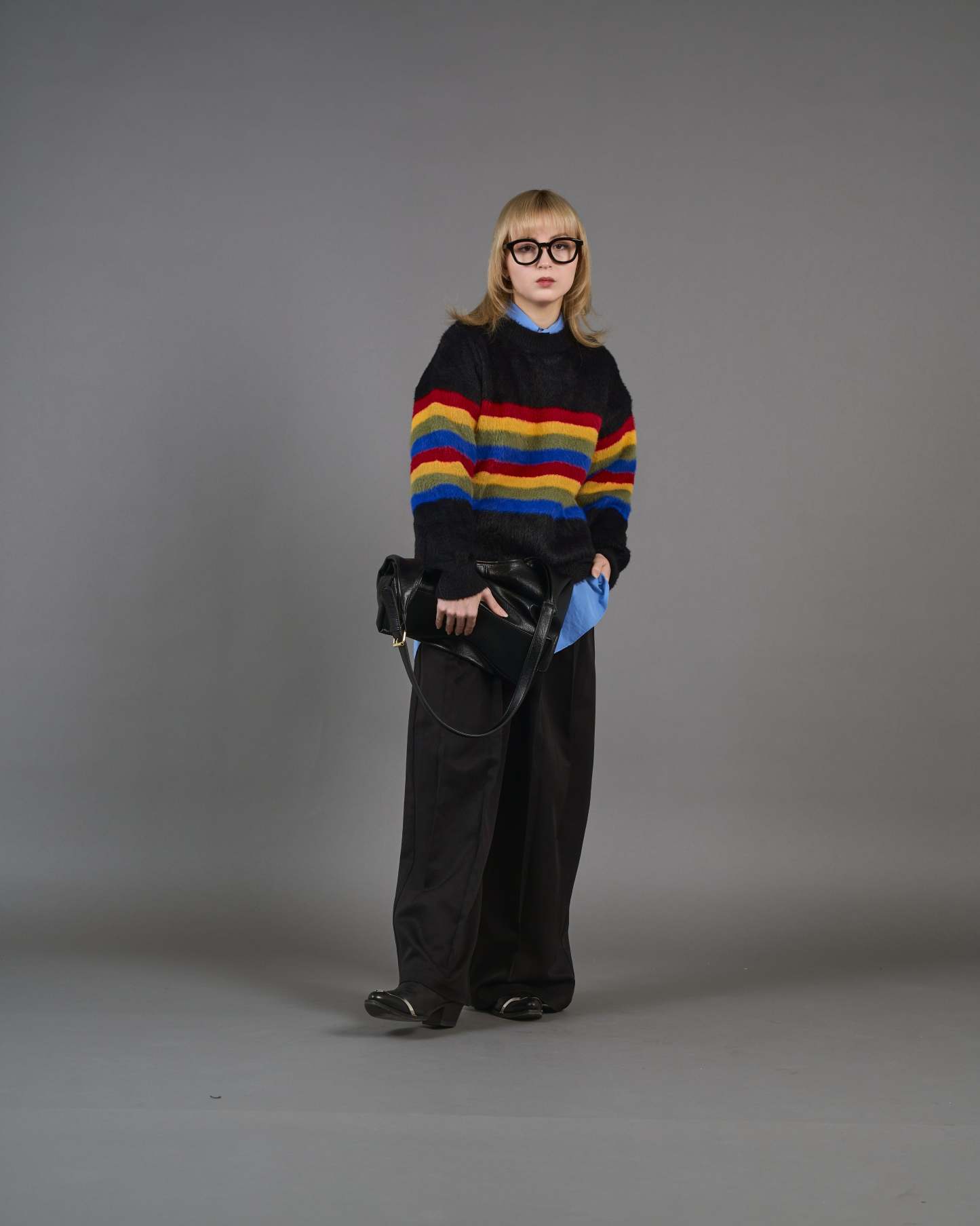Color Border Shaggy Knit SL0004