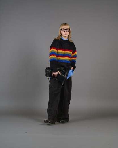 Color Border Shaggy Knit SL0004