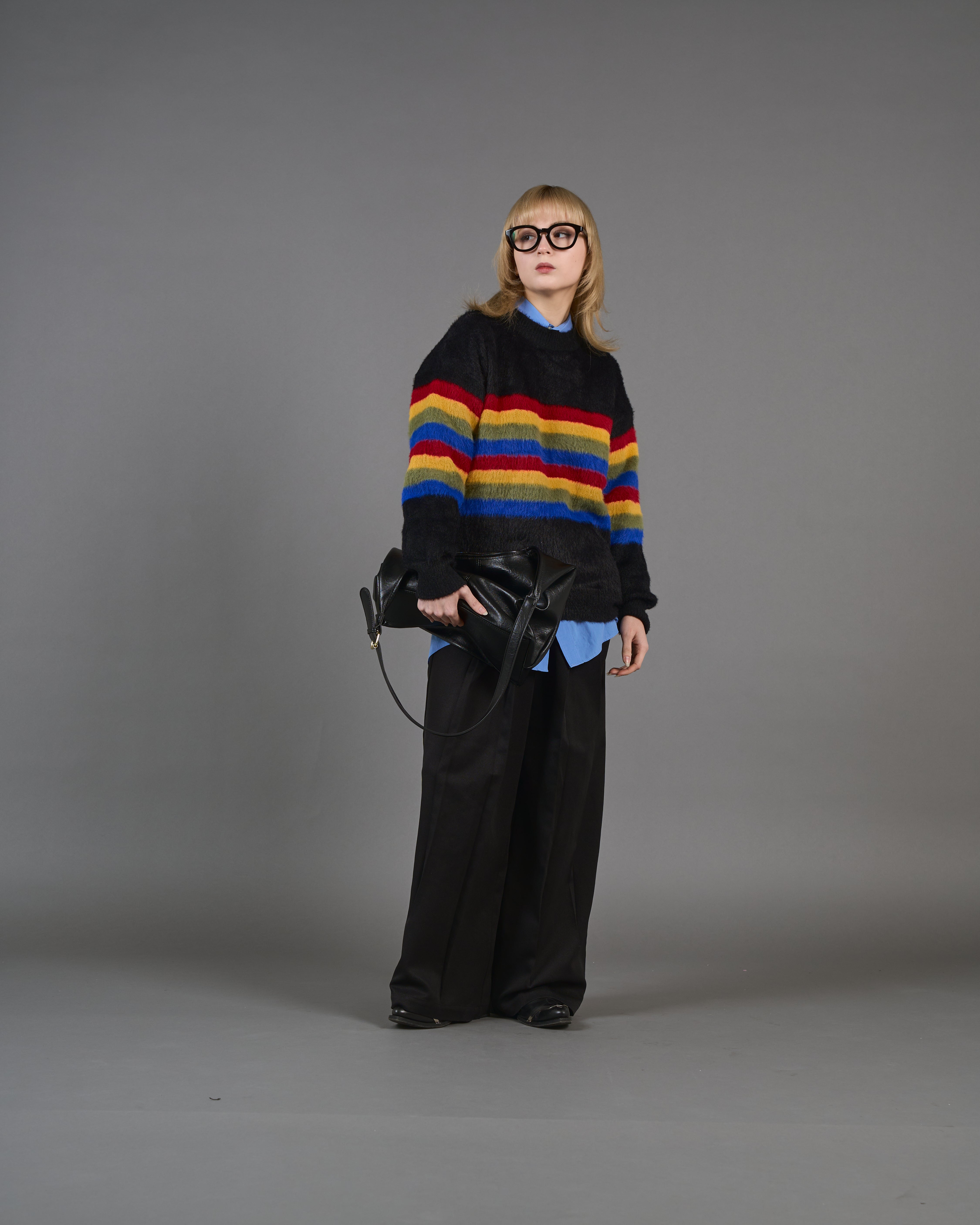 Color Border Shaggy Knit SL0004