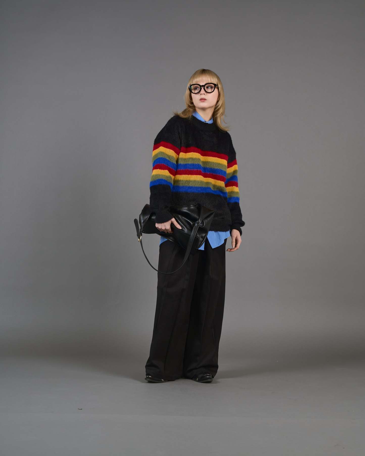 Color Border Shaggy Knit SL0004