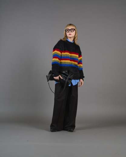 Color Border Shaggy Knit SL0004