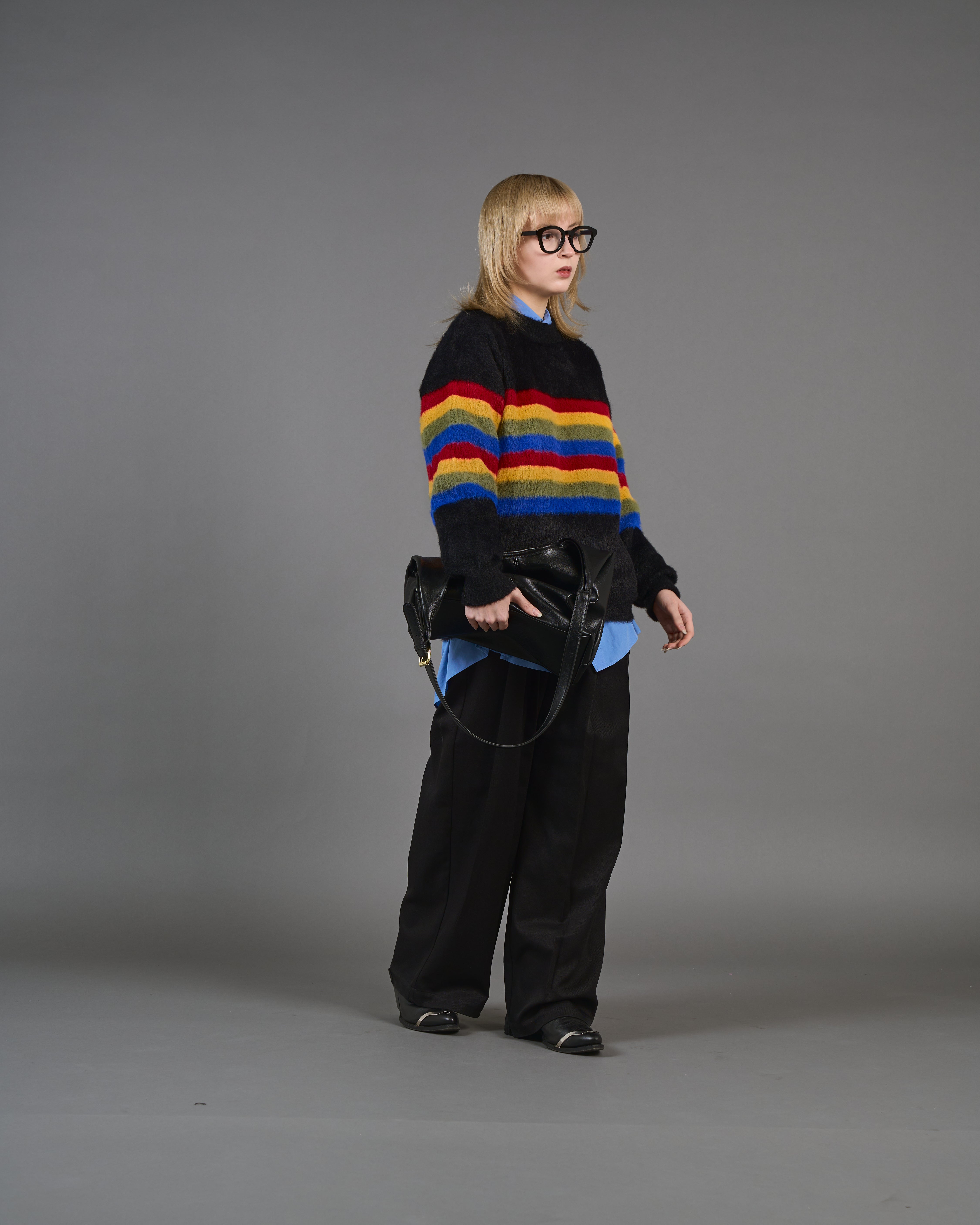 Color Border Shaggy Knit SL0004