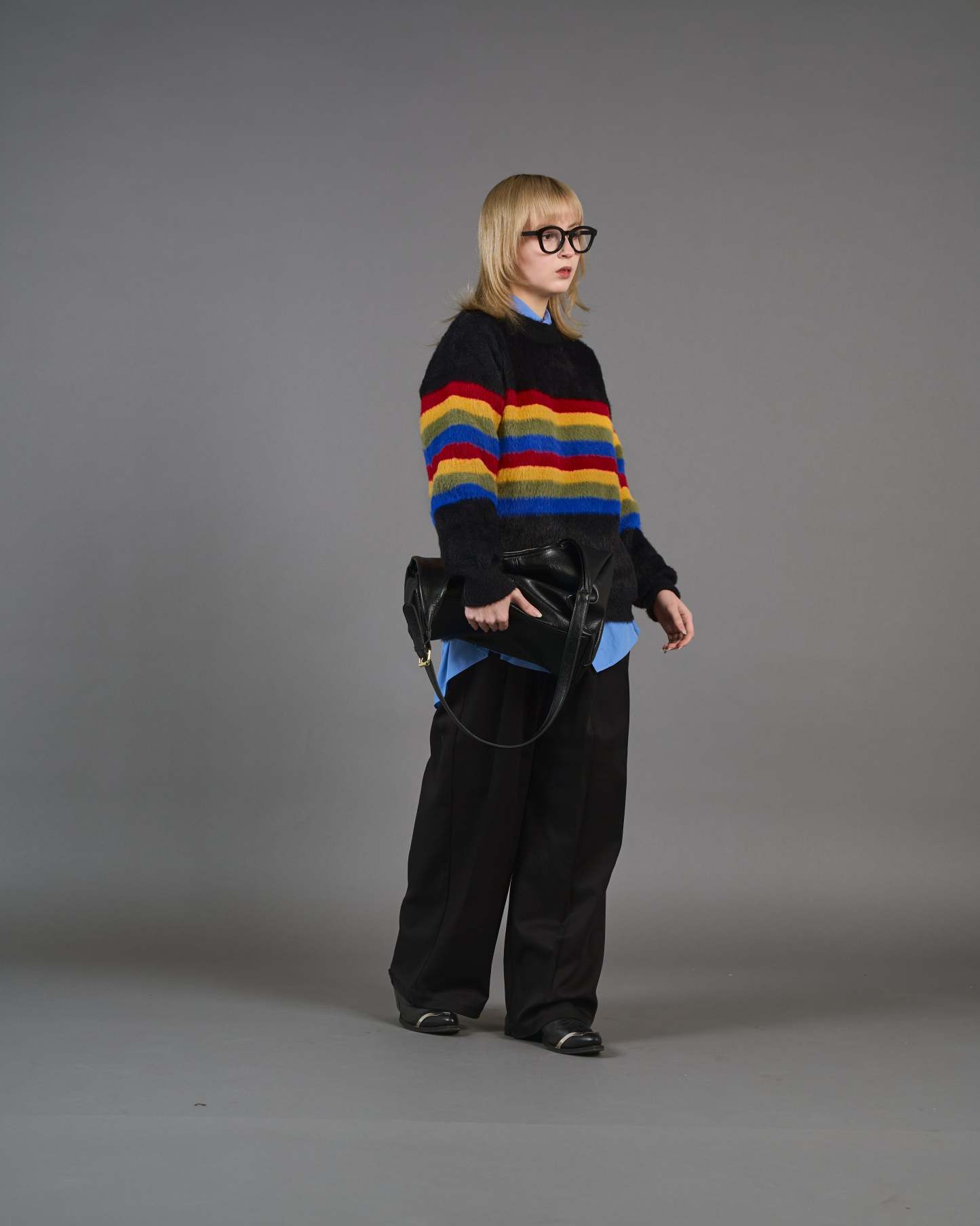 Color Border Shaggy Knit SL0004