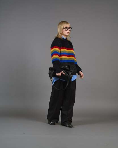 Color Border Shaggy Knit SL0004