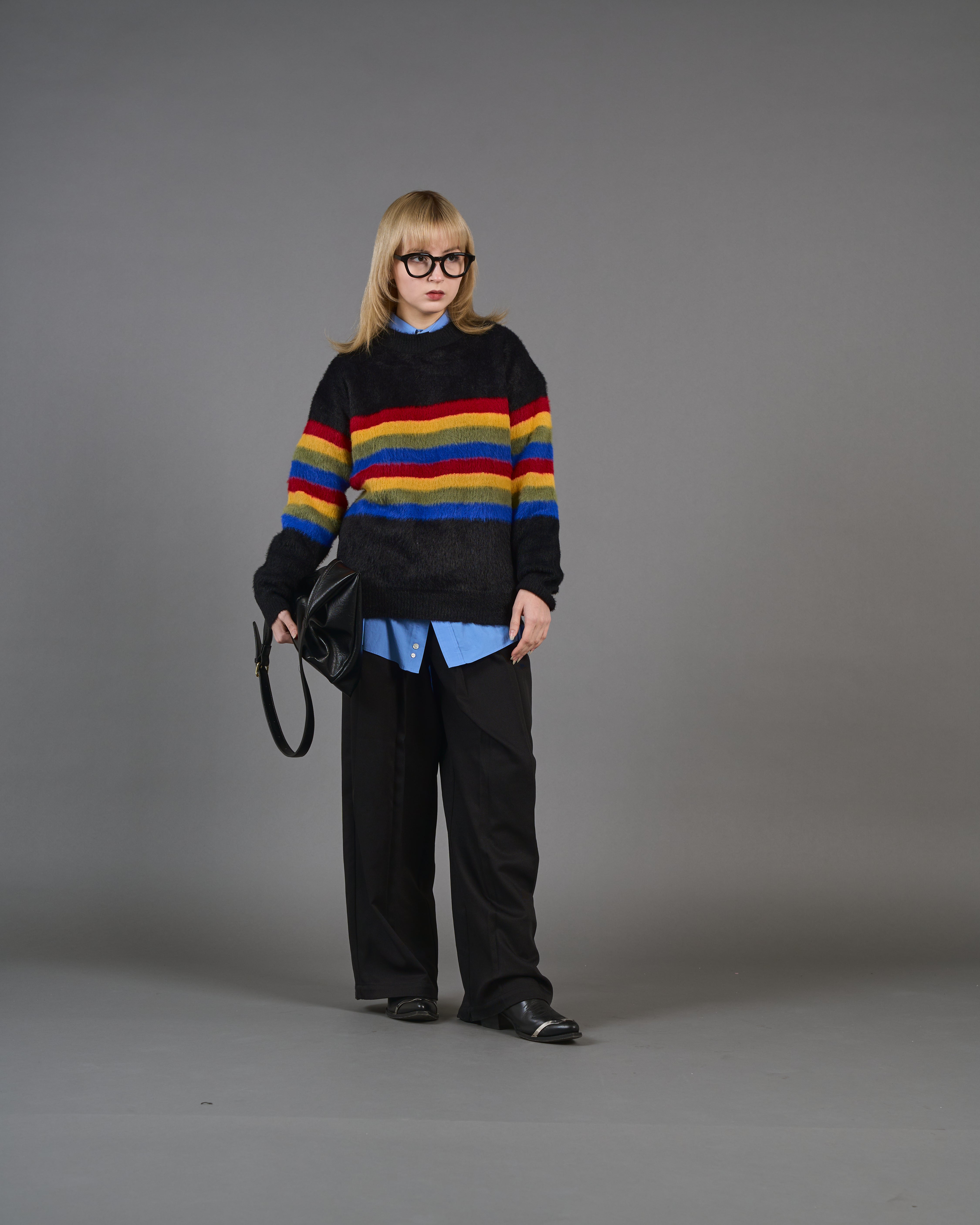 Color Border Shaggy Knit SL0004