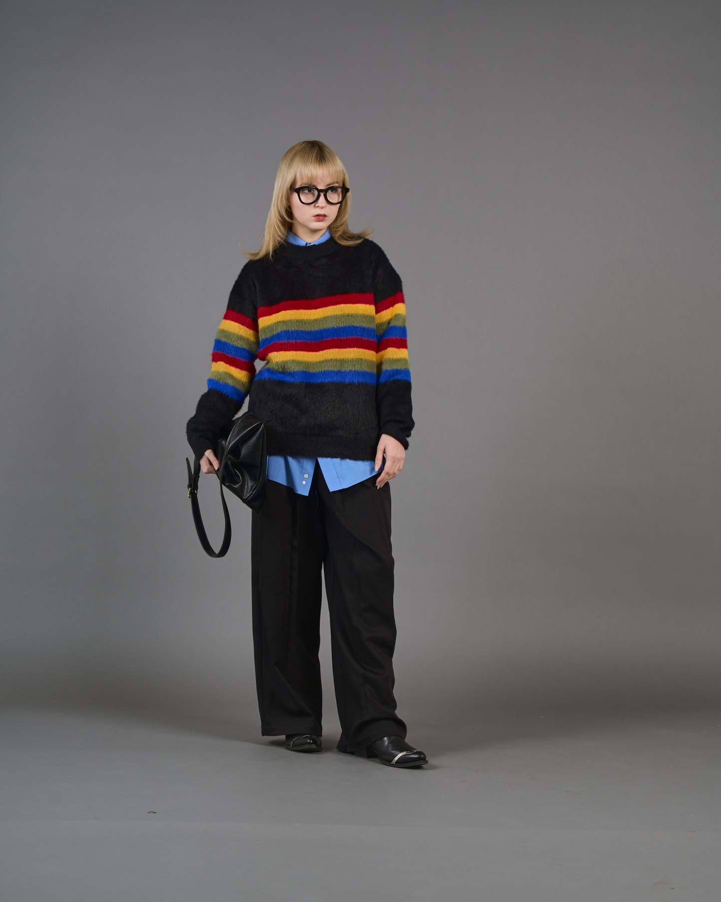 Color Border Shaggy Knit SL0004