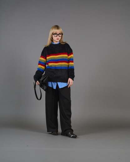 Color Border Shaggy Knit SL0004