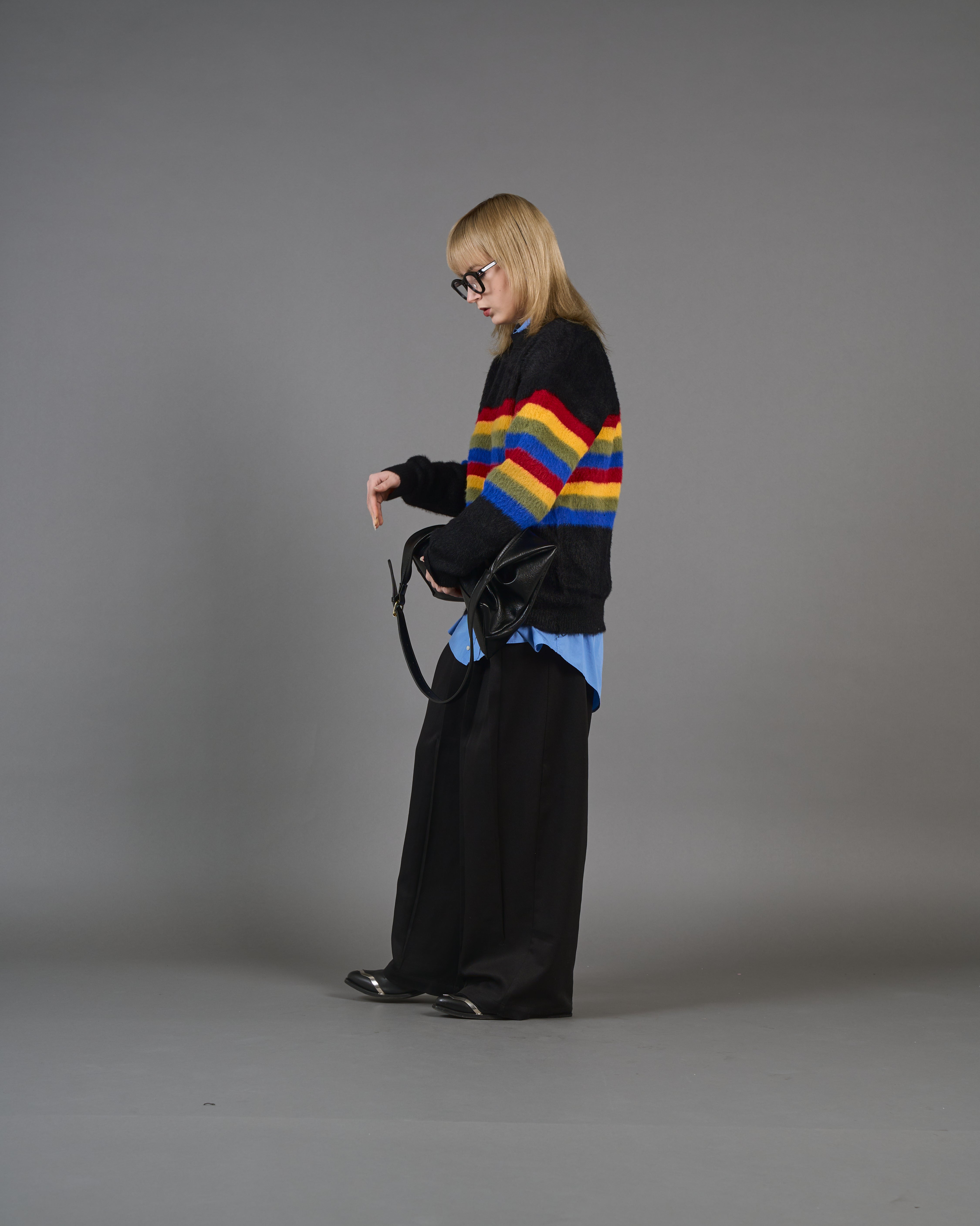 Color Border Shaggy Knit SL0004