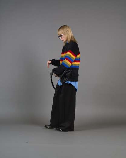 Color Border Shaggy Knit SL0004