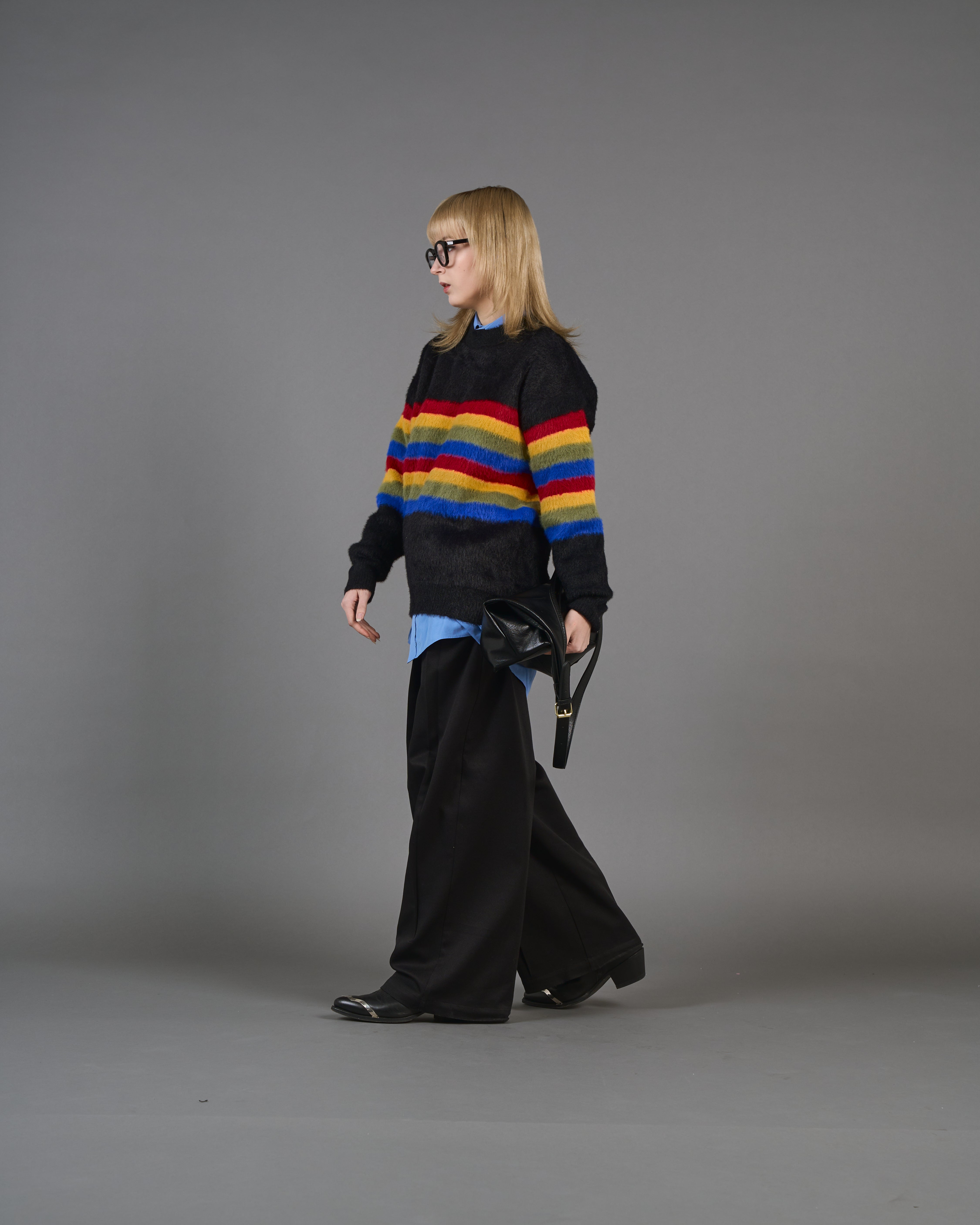 Color Border Shaggy Knit SL0004