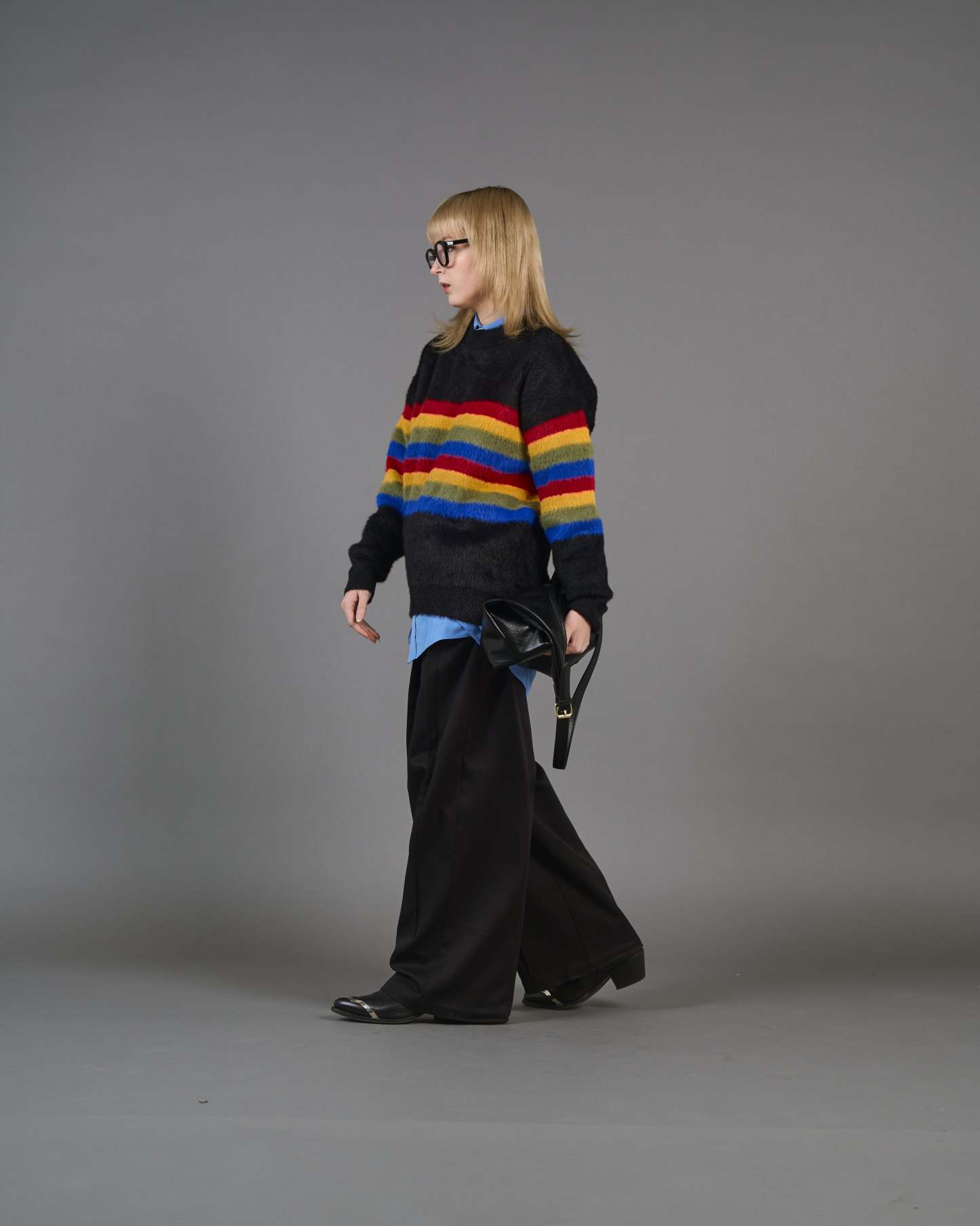 Color Border Shaggy Knit SL0004