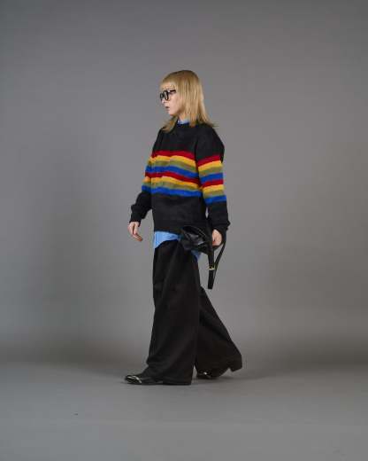 Color Border Shaggy Knit SL0004