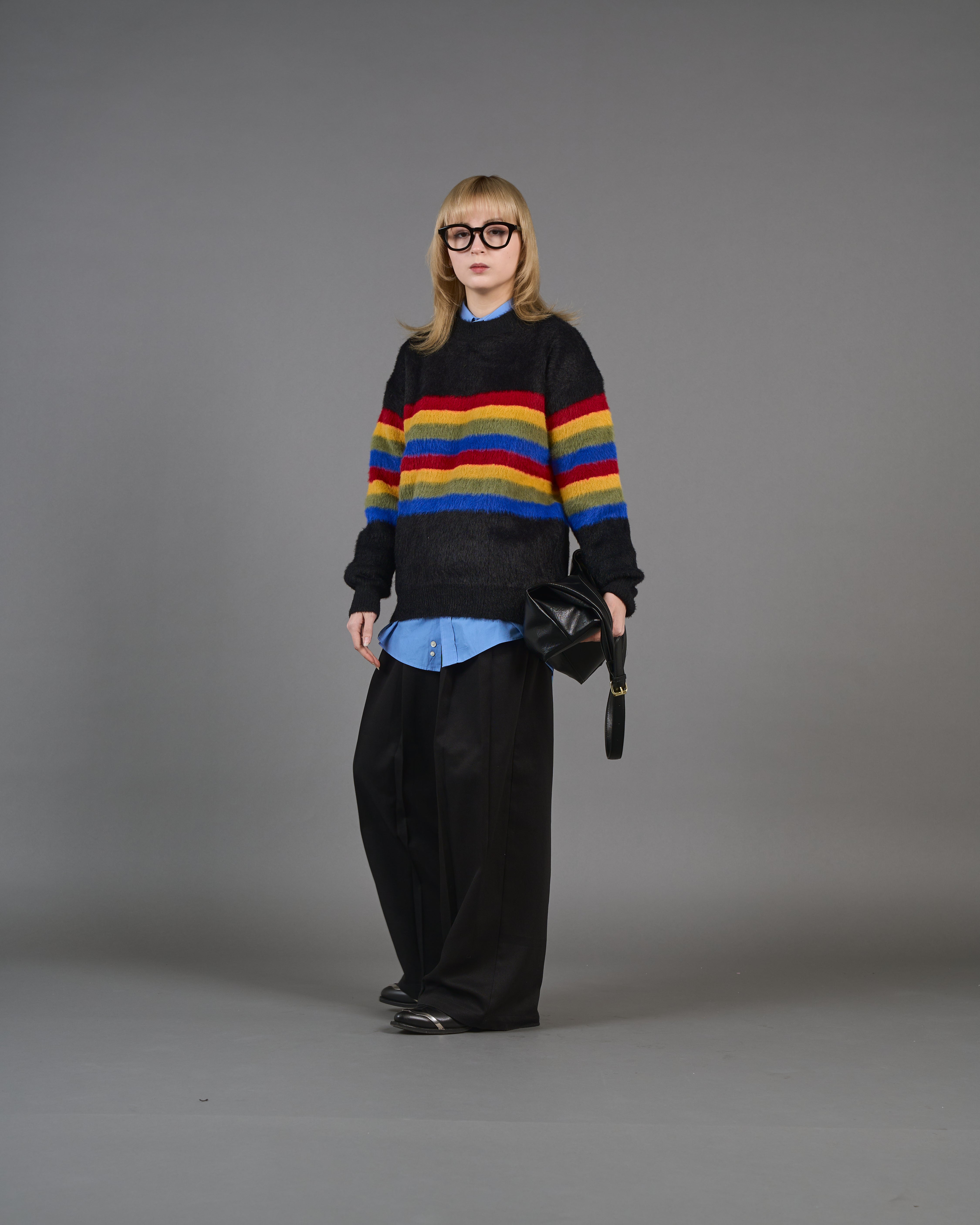 Color Border Shaggy Knit SL0004