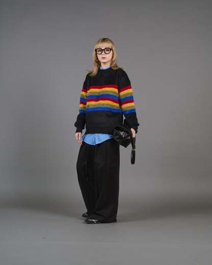 Color Border Shaggy Knit SL0004