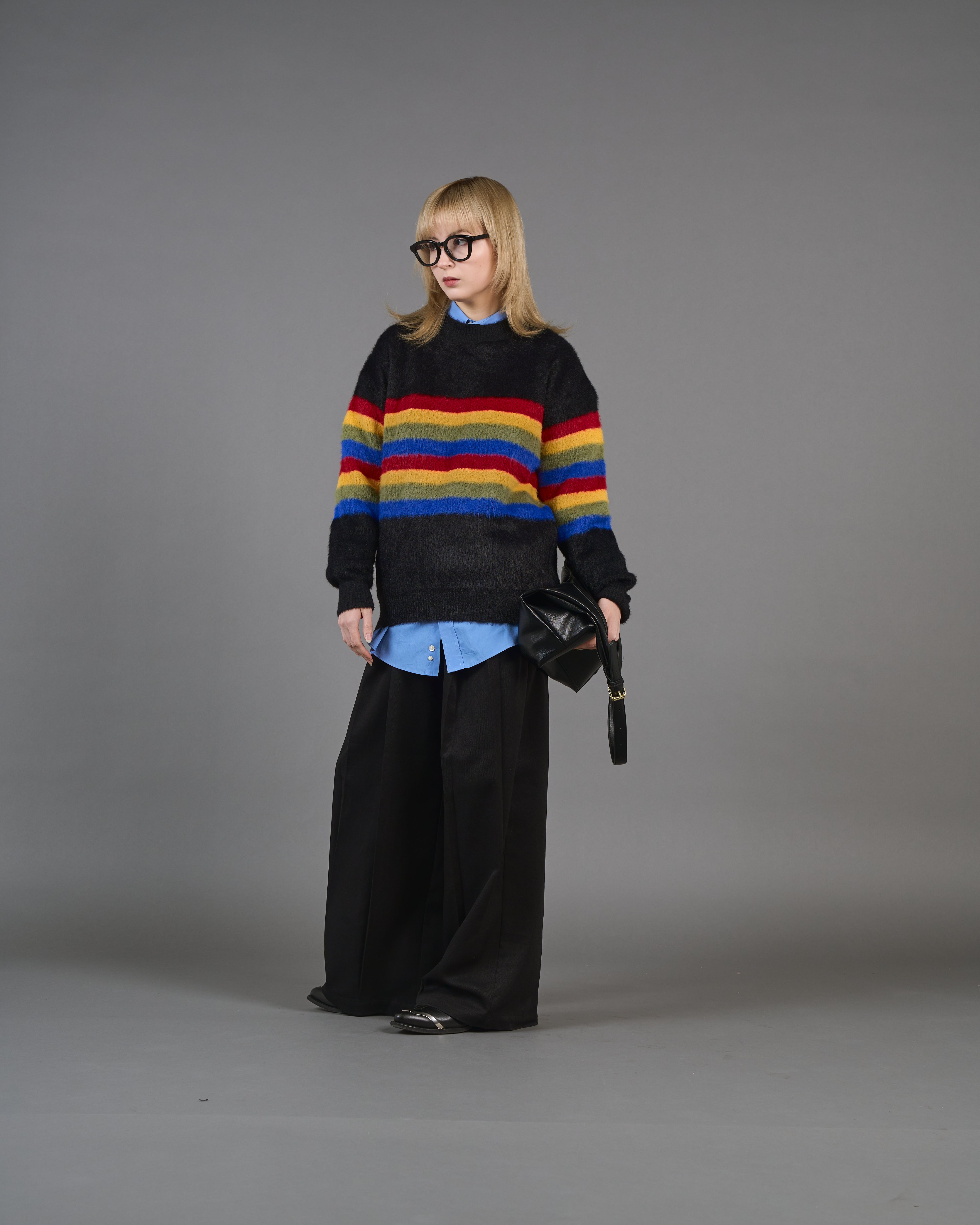Color Border Shaggy Knit SL0004