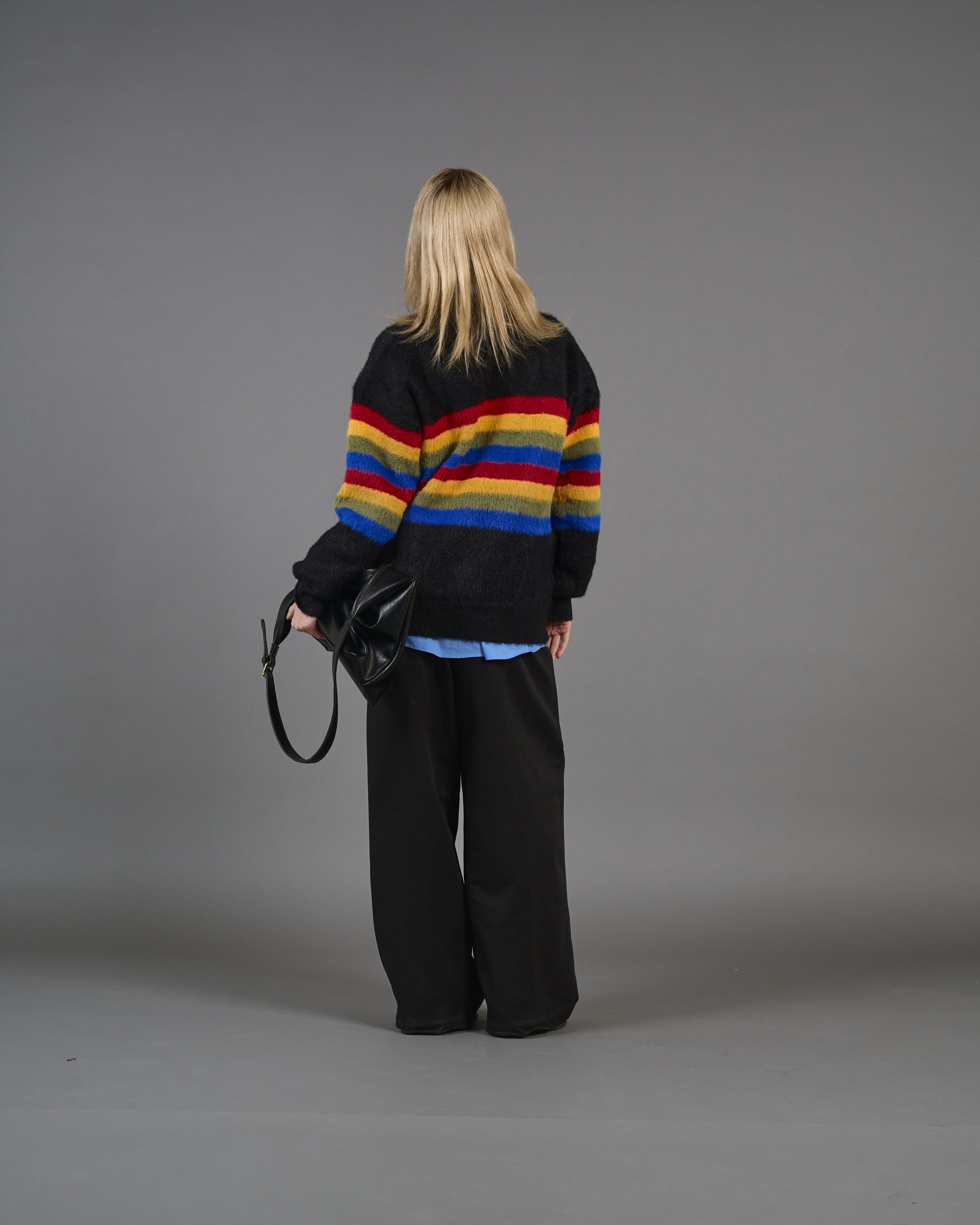 Color Border Shaggy Knit SL0004