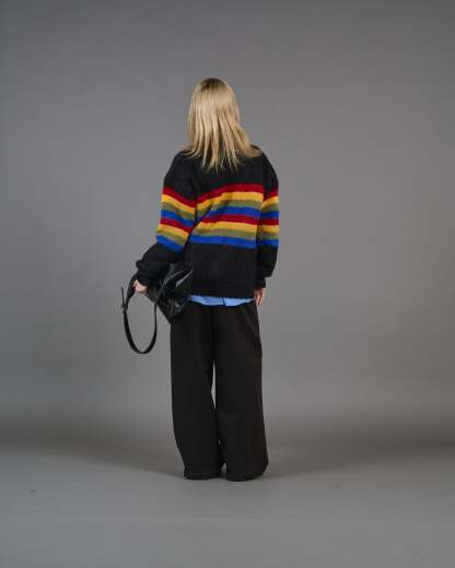 Color Border Shaggy Knit SL0004