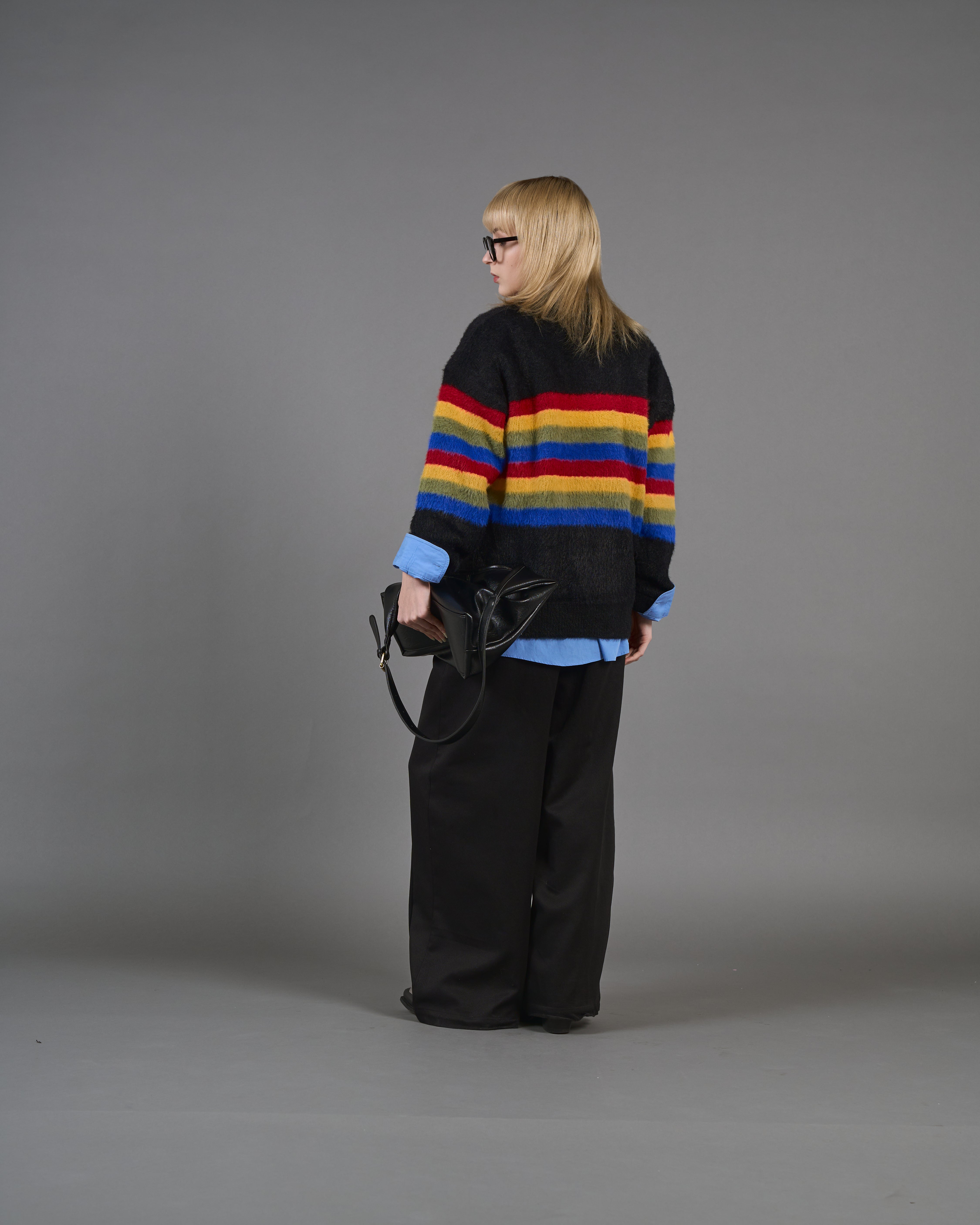 Color Border Shaggy Knit SL0004