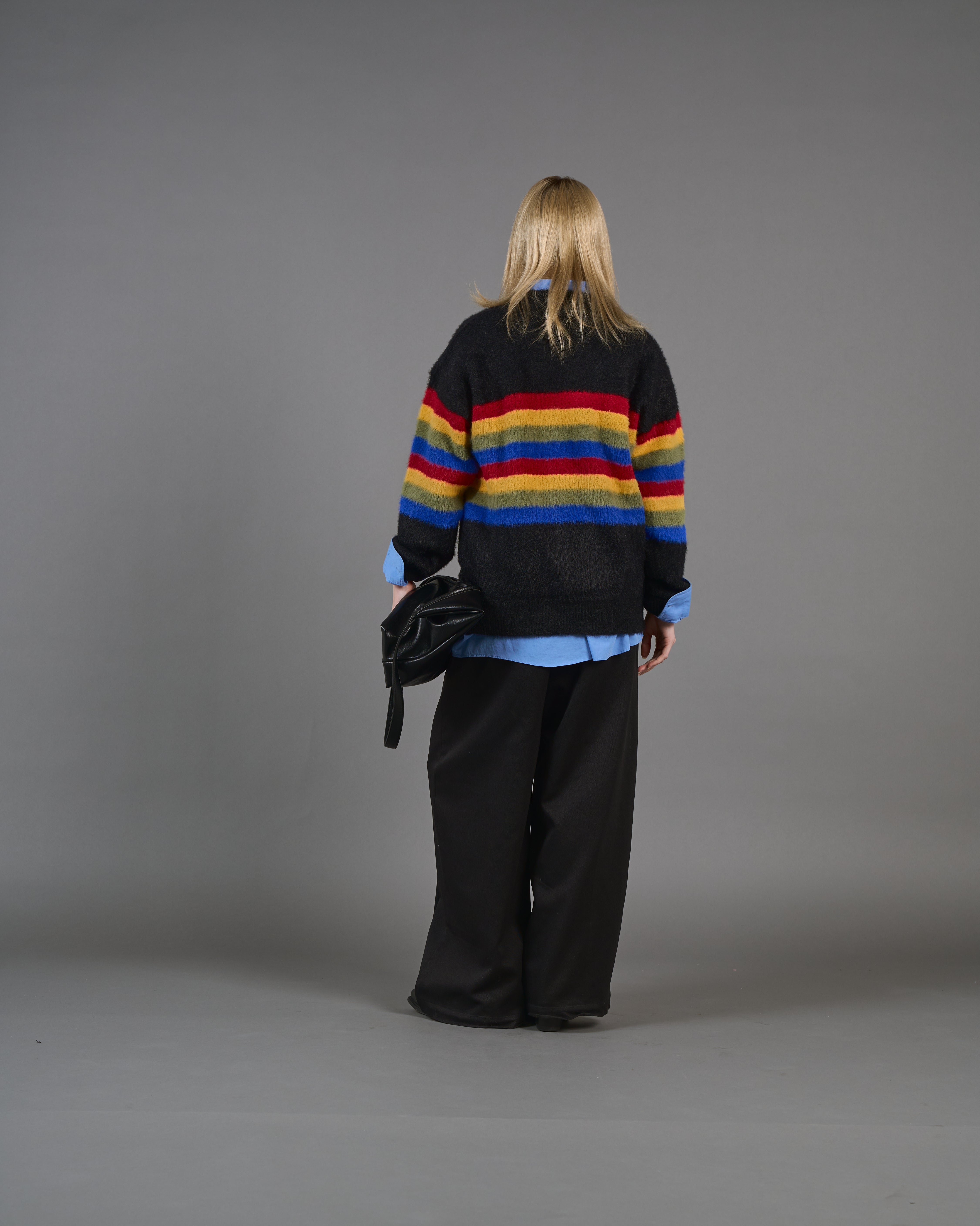 Color Border Shaggy Knit SL0004