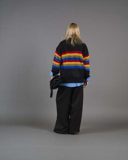 Color Border Shaggy Knit SL0004