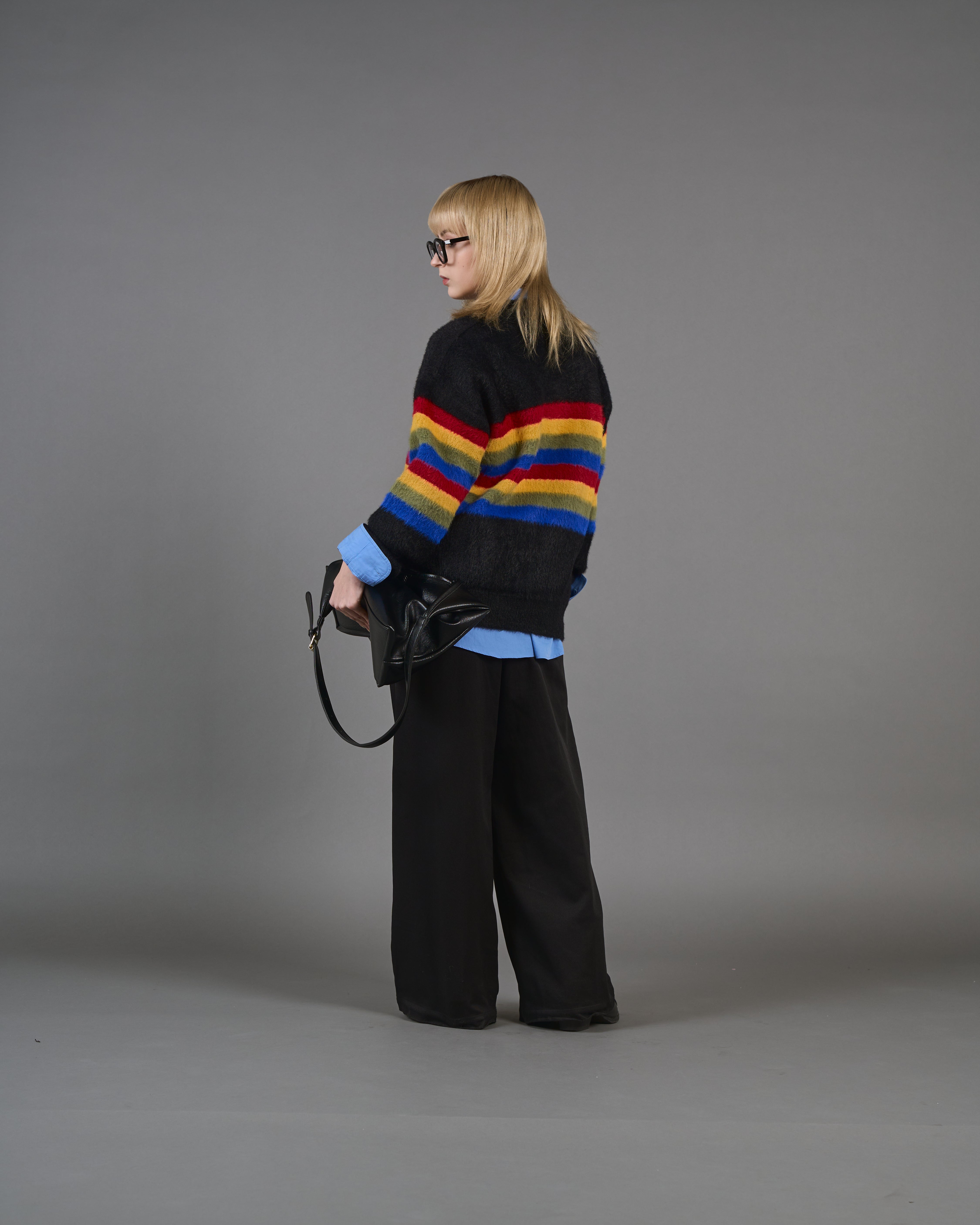 Color Border Shaggy Knit SL0004