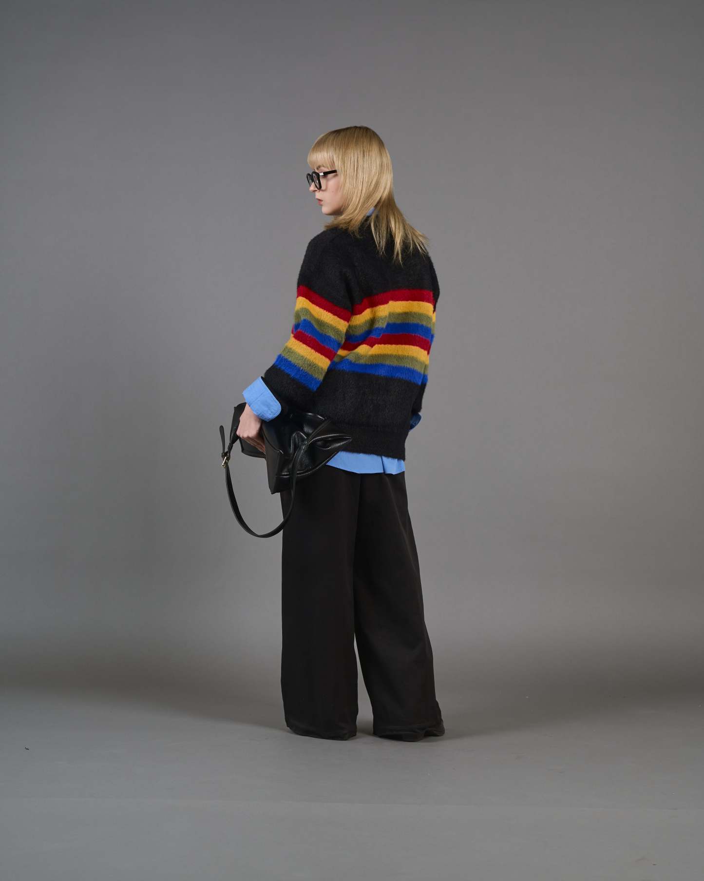 Color Border Shaggy Knit SL0004