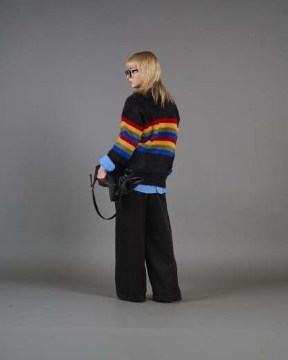 Color Border Shaggy Knit SL0004
