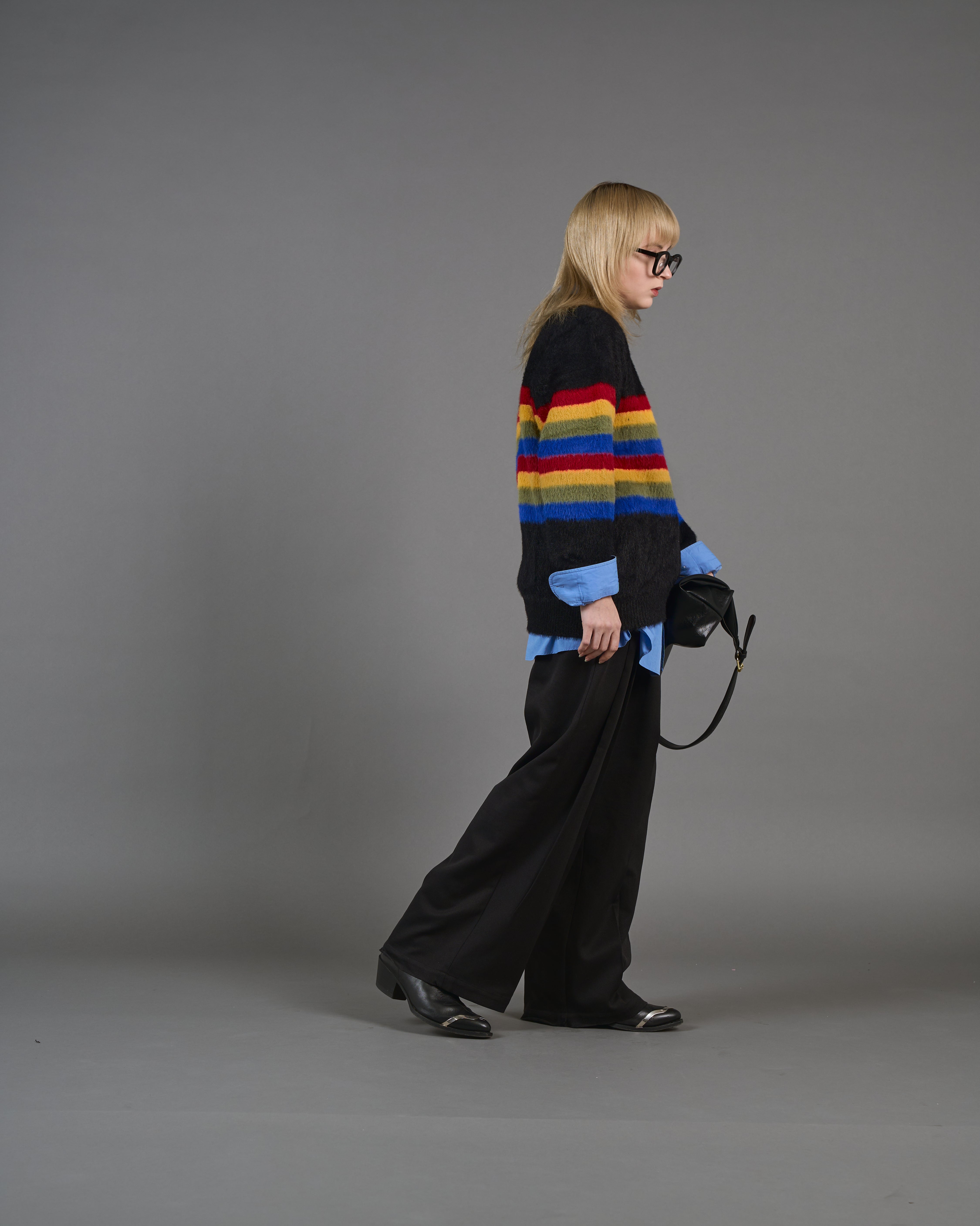 Color Border Shaggy Knit SL0004