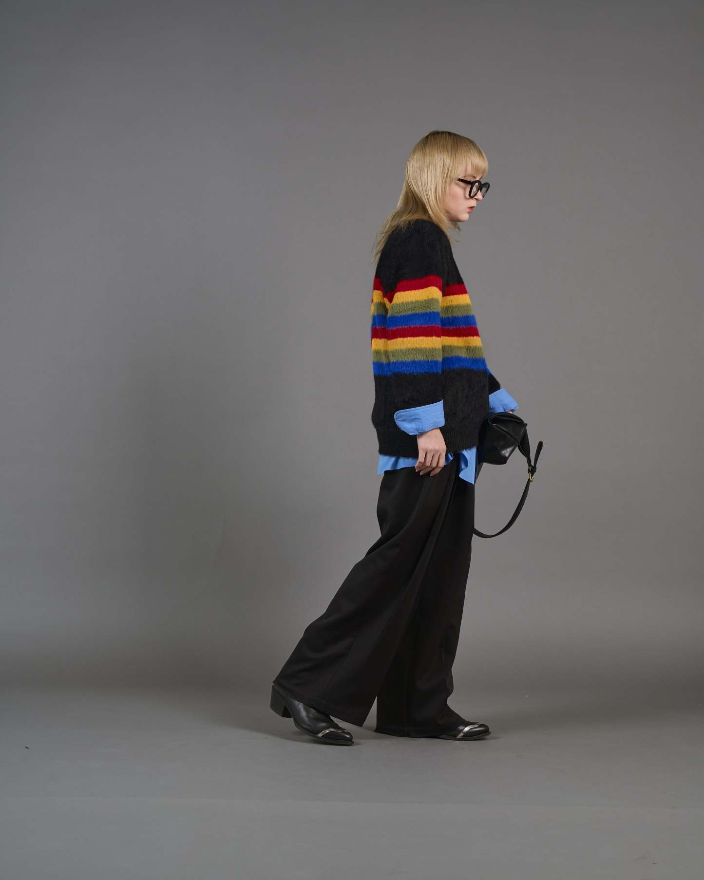 Color Border Shaggy Knit SL0004