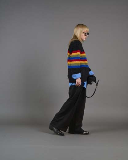 Color Border Shaggy Knit SL0004