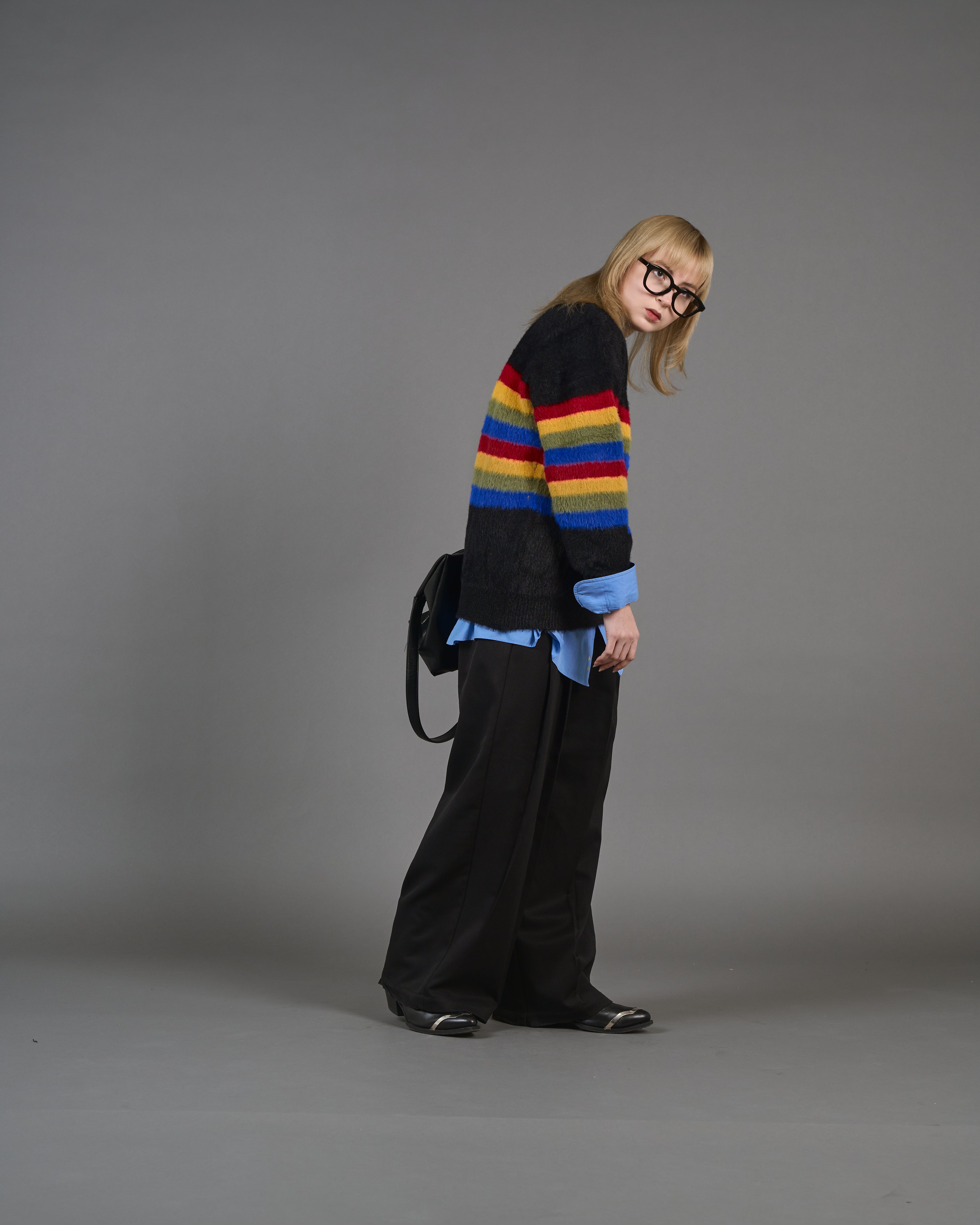 Color Border Shaggy Knit SL0004