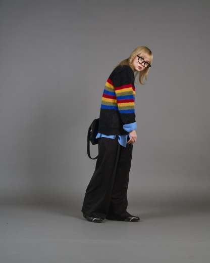 Color Border Shaggy Knit SL0004